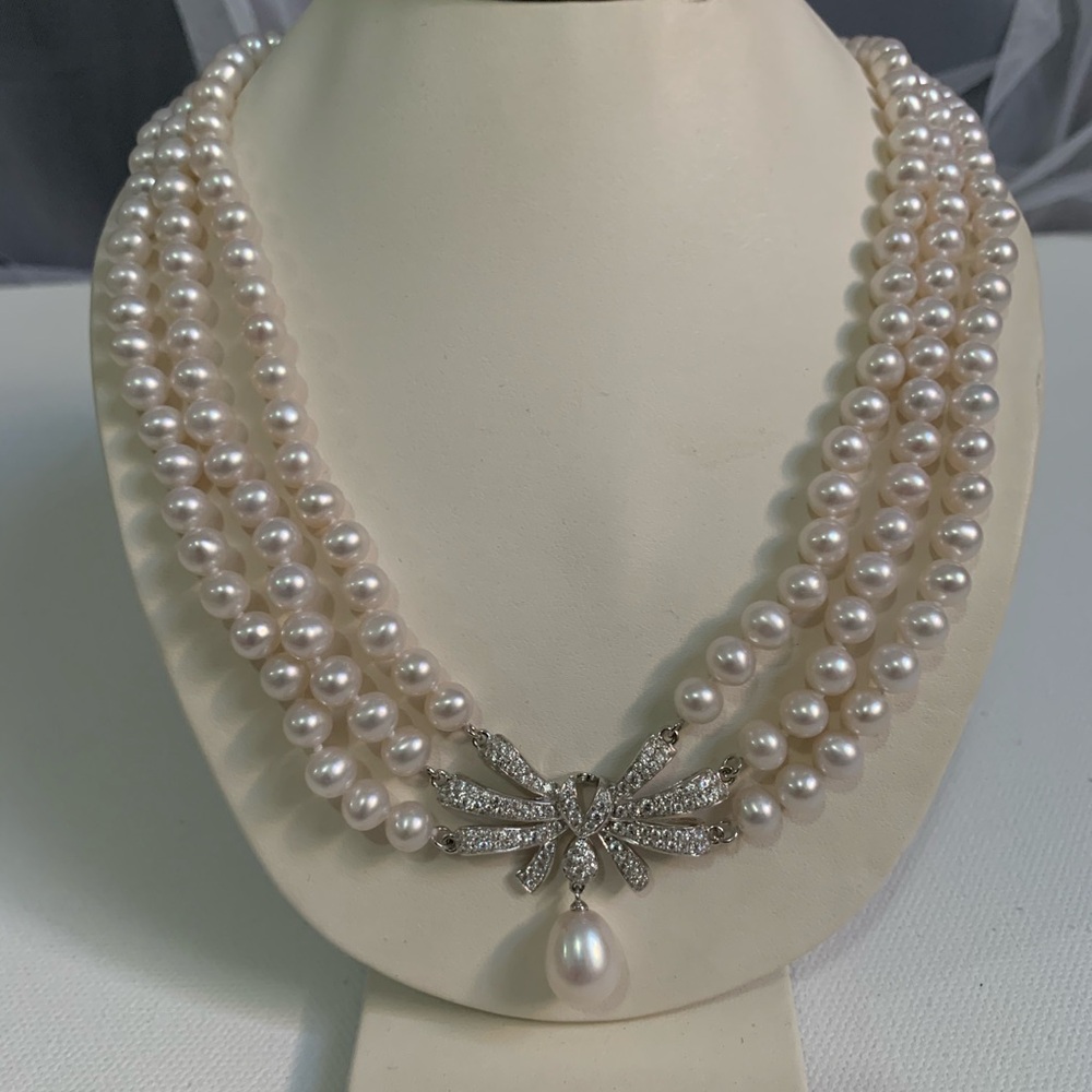 Honora Pearl Necklace with White Sapphire